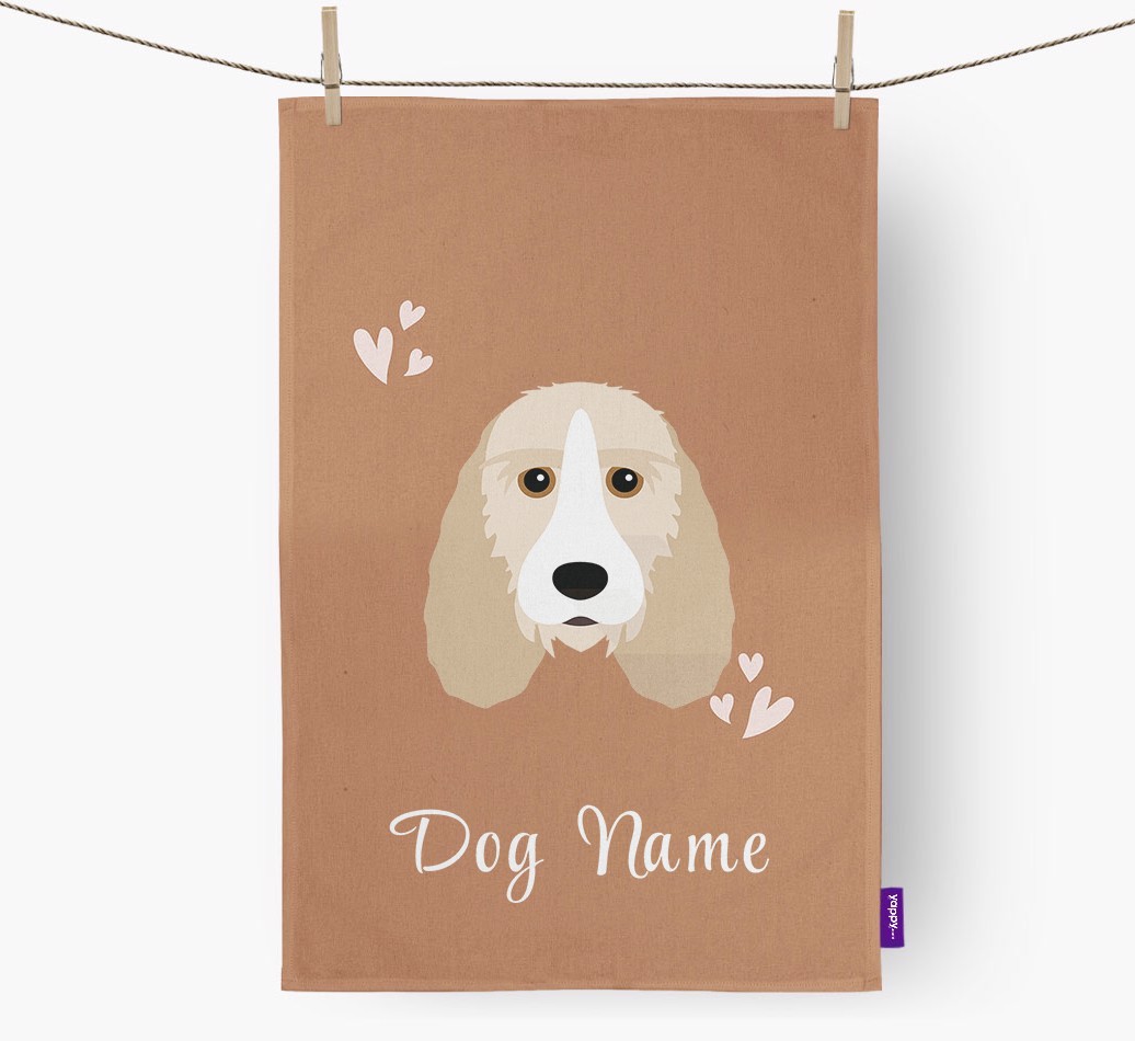'Hearts' - Personalised {breedFullName} Tea Towel