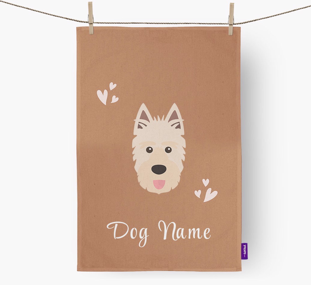 'Hearts' - Personalized {breedFullName} Dish Towel