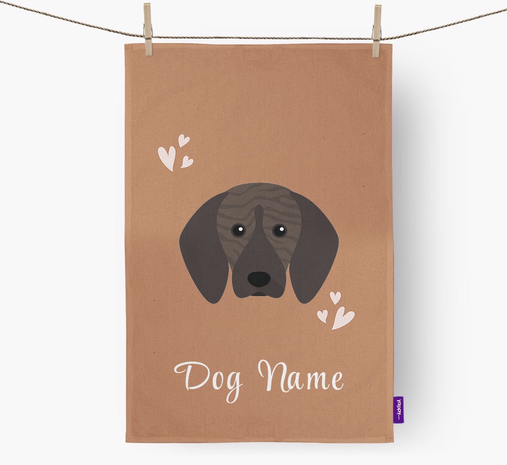 'Hearts' - Personalised {breedFullName} Tea Towel
