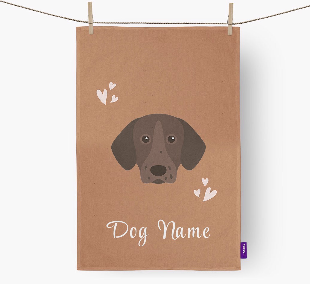'Hearts' - Personalised {breedFullName} Tea Towel