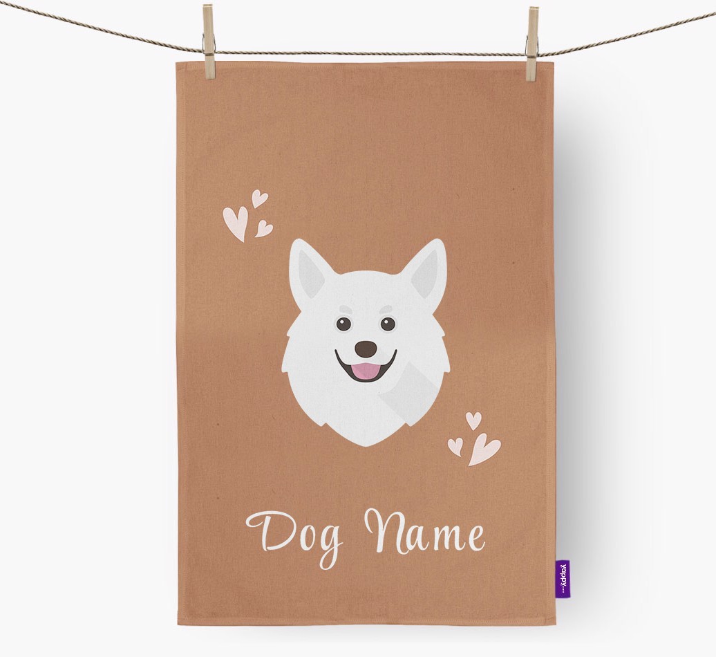 'Hearts' - Personalised {breedFullName} Tea Towel