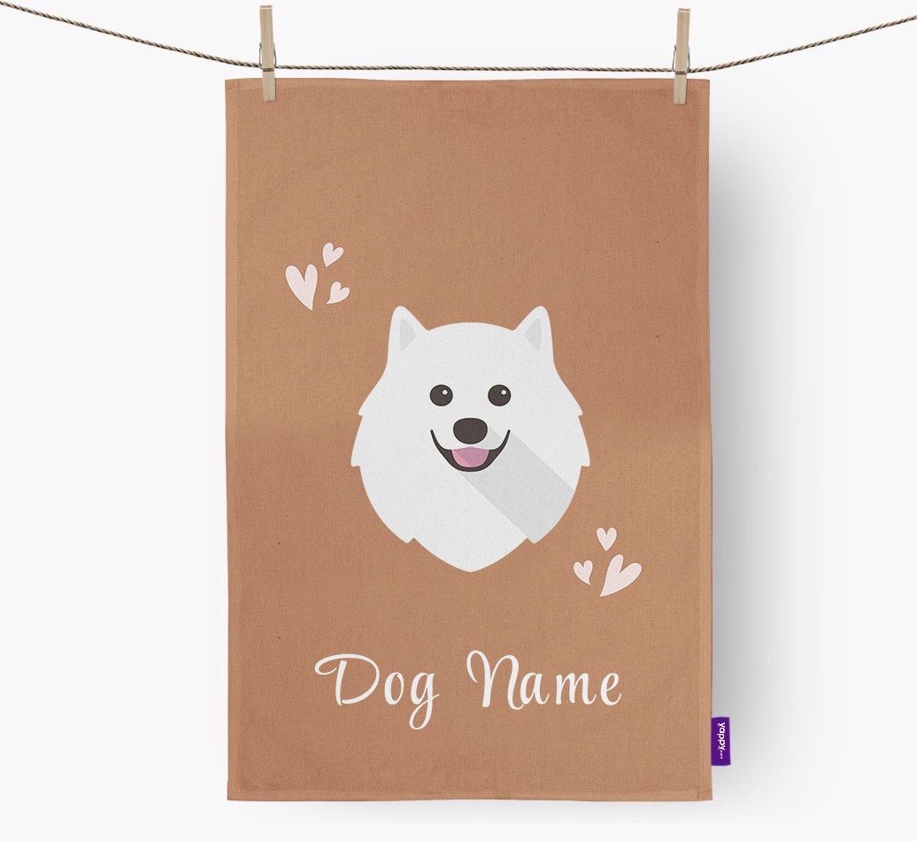 'Hearts' - Personalized {breedFullName} Dish Towel