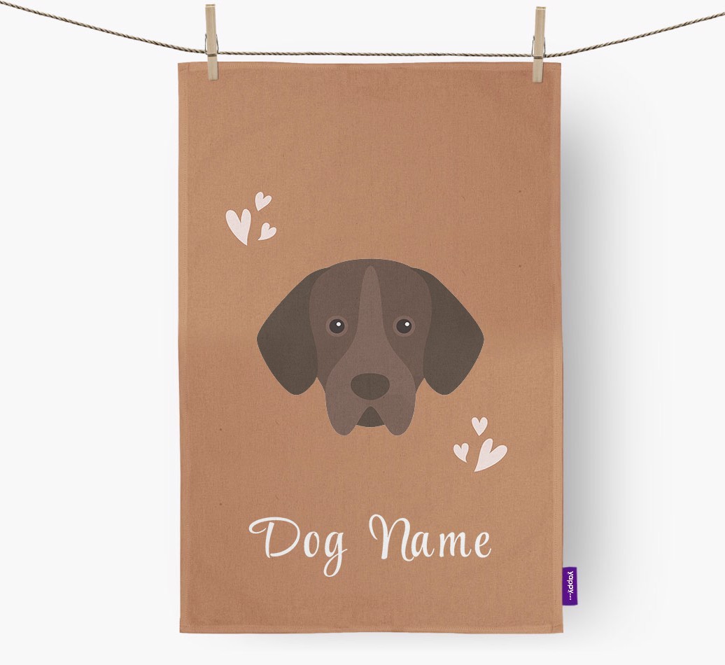 'Hearts' - Personalised {breedFullName} Tea Towel