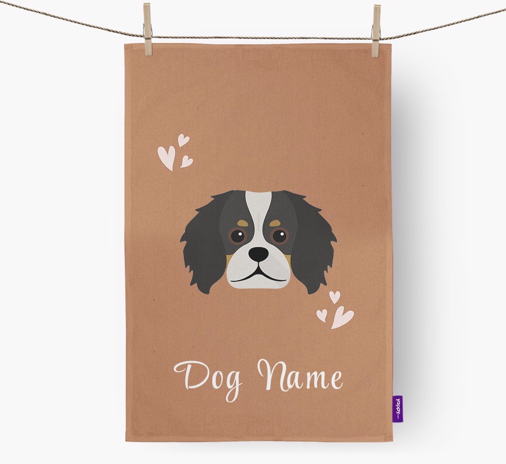'Hearts' - Personalised {breedFullName} Tea Towel