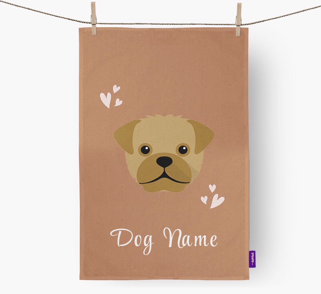 'Hearts' - Personalised {breedFullName} Tea Towel