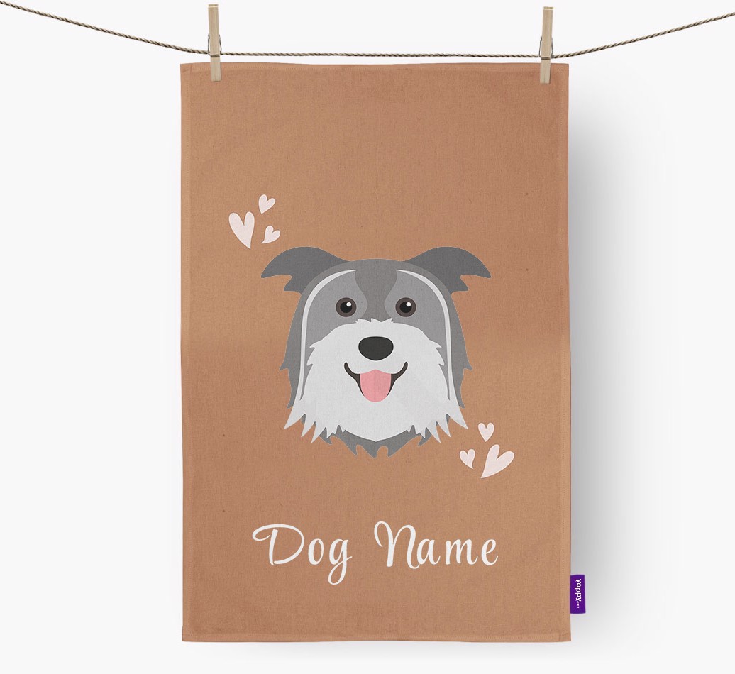 'Hearts' - Personalised {breedFullName} Tea Towel