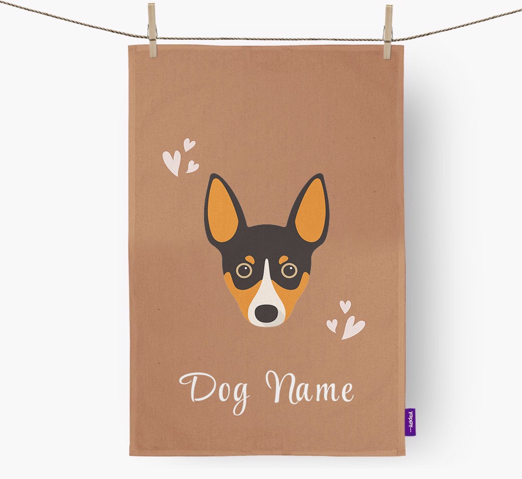 'Hearts' - Personalised {breedFullName} Tea Towel
