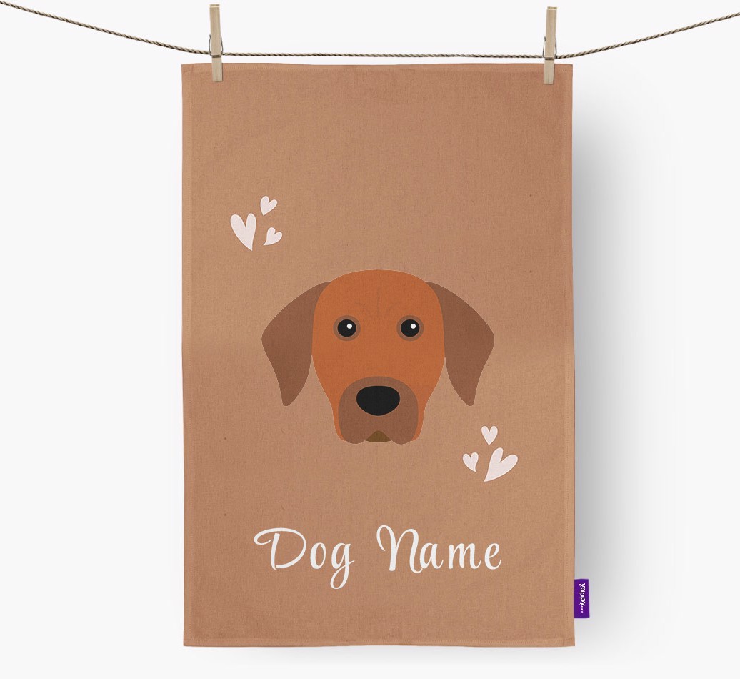 'Hearts' - Personalised {breedFullName} Tea Towel