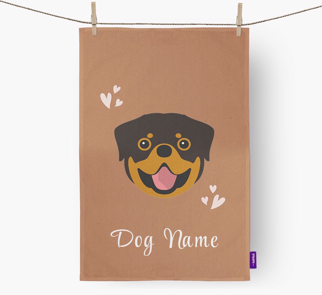'Hearts' - Personalized {breedFullName} Dish Towel