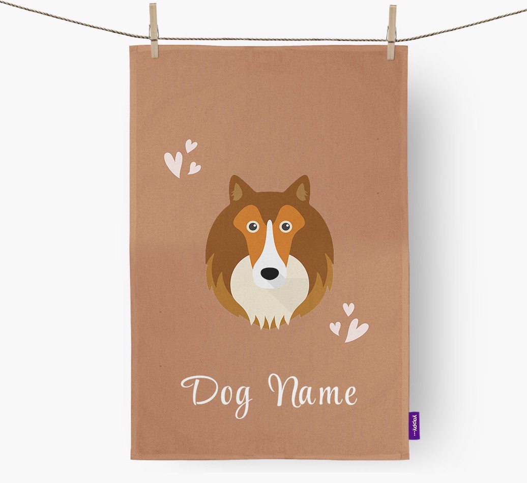 'Hearts' - Personalized {breedFullName} Dish Towel