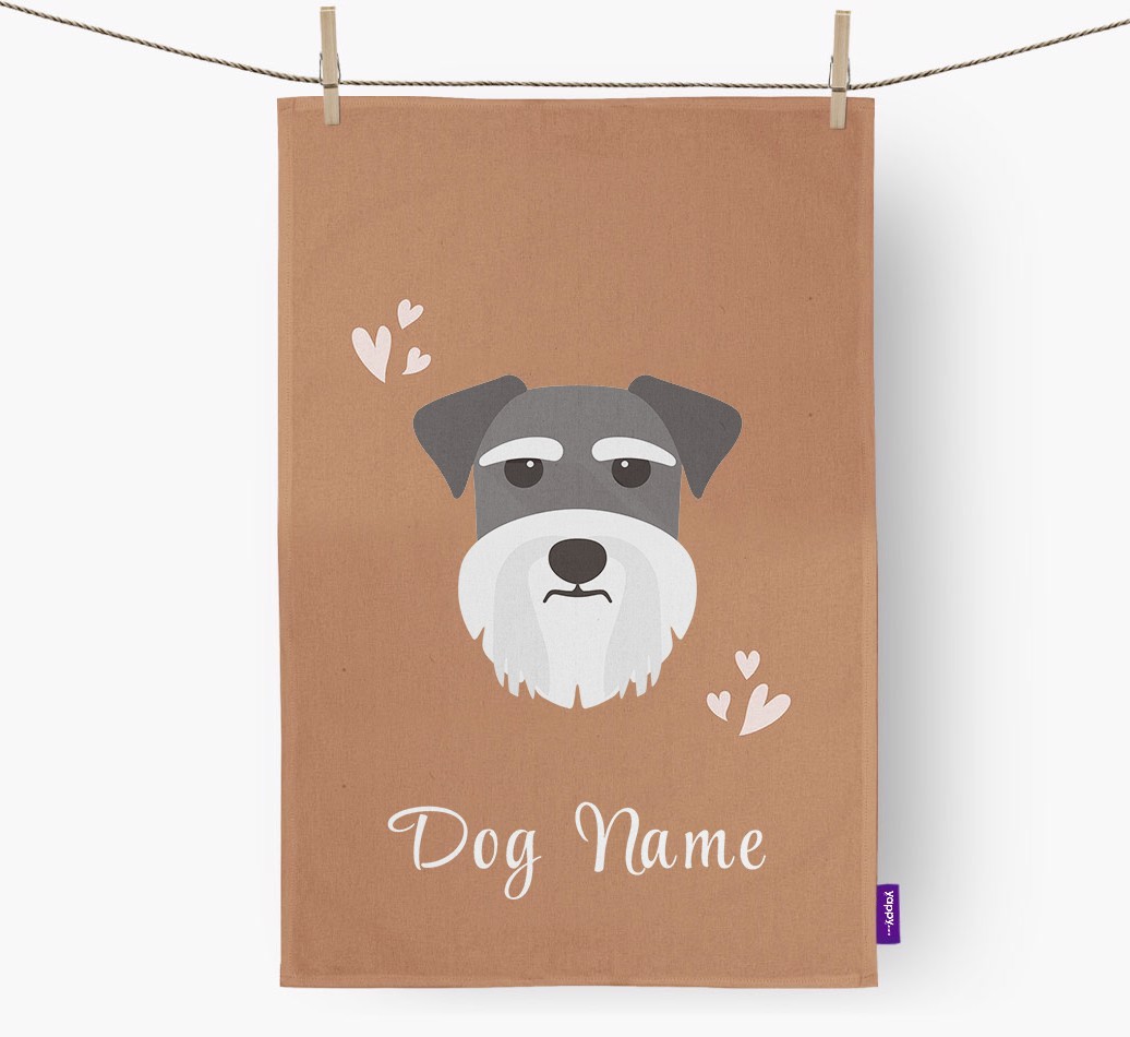 'Hearts' - Personalised {breedFullName} Tea Towel
