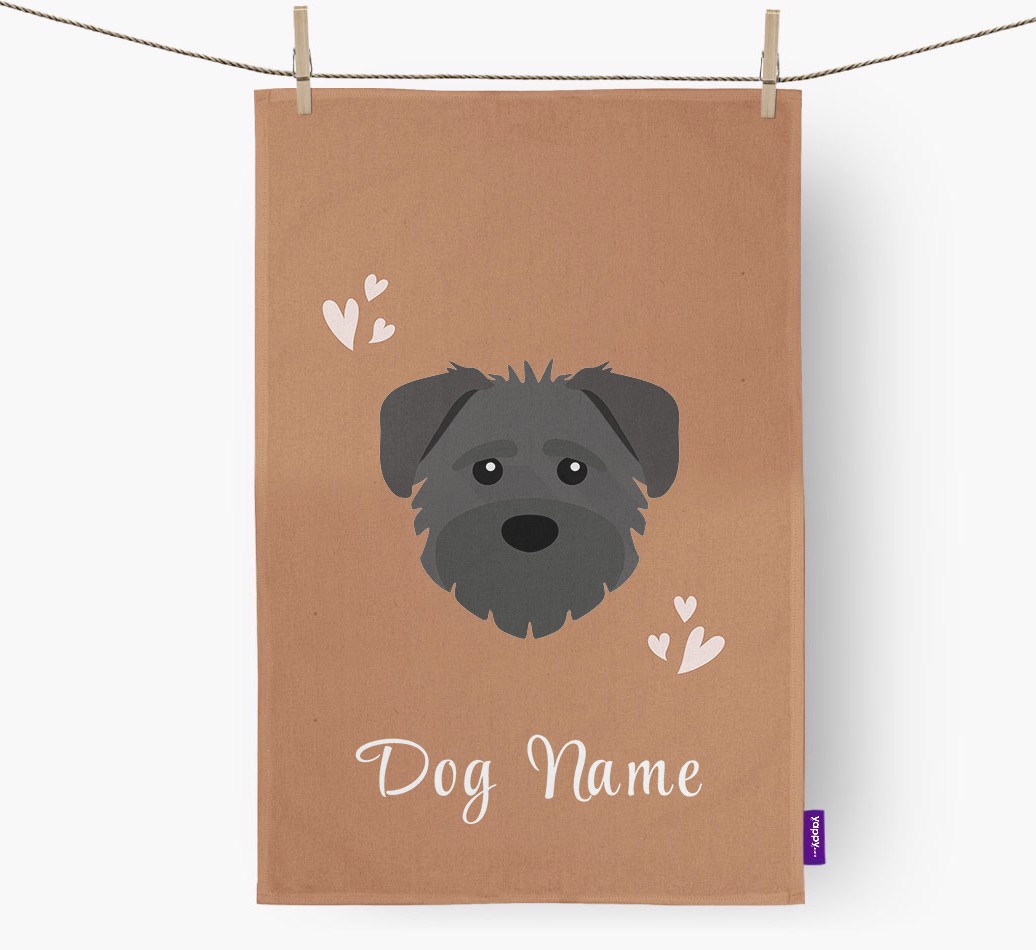 'Hearts' - Personalised {breedFullName} Tea Towel