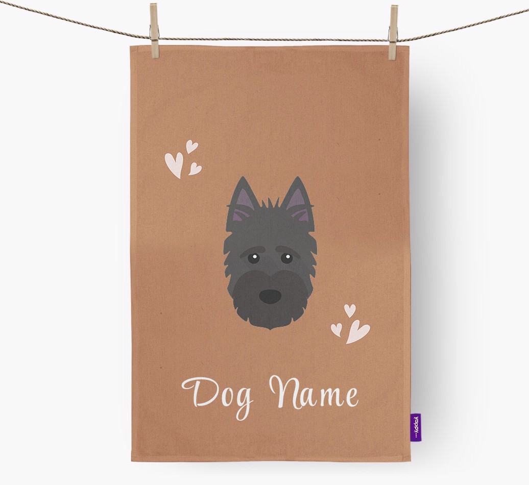 'Hearts' - Personalised {breedFullName} Tea Towel