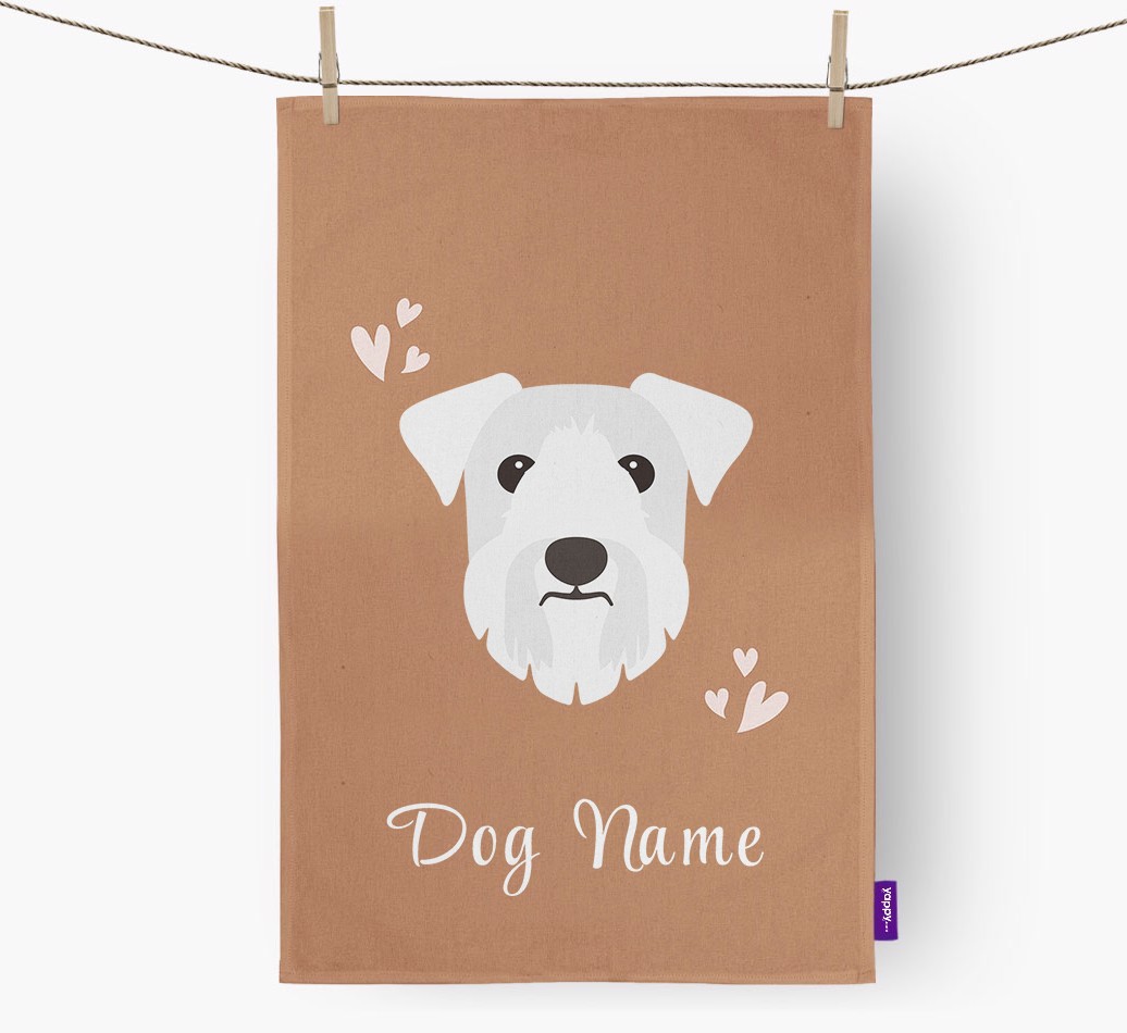 'Hearts' - Personalised {breedFullName} Tea Towel