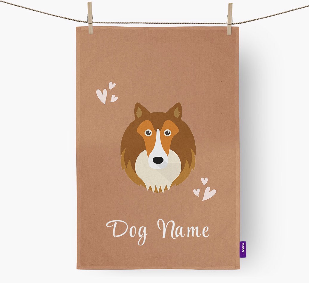 'Hearts' - Personalised {breedFullName} Tea Towel