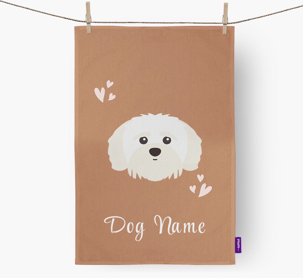 'Hearts' - Personalised {breedFullName} Tea Towel