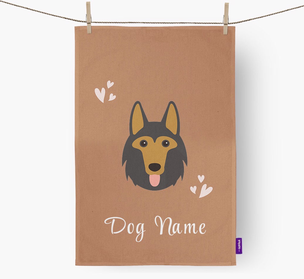 'Hearts' - Personalized {breedFullName} Dish Towel