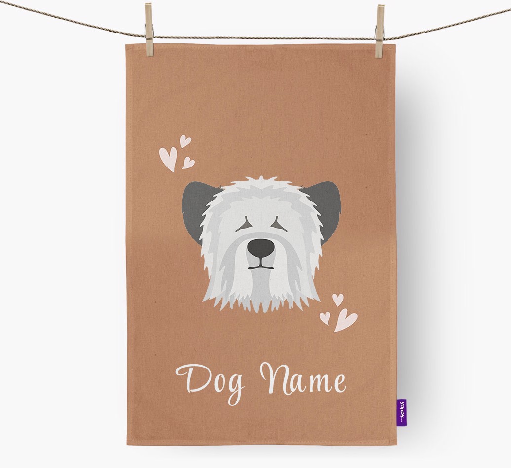 'Hearts' - Personalised {breedFullName} Tea Towel
