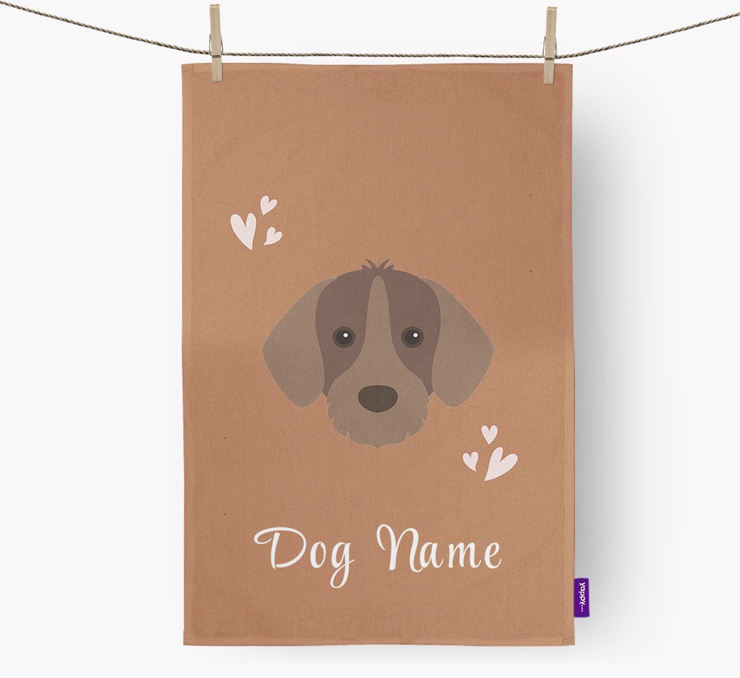 'Hearts' - Personalised {breedFullName} Tea Towel