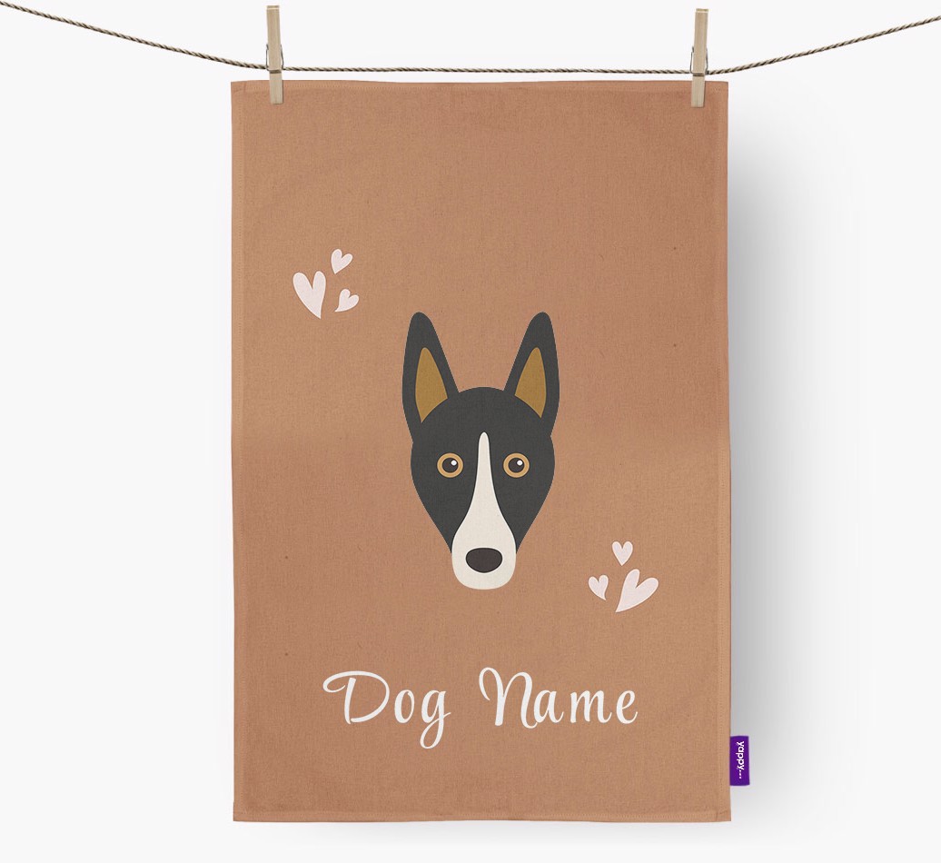 'Hearts' - Personalized {breedFullName} Dish Towel