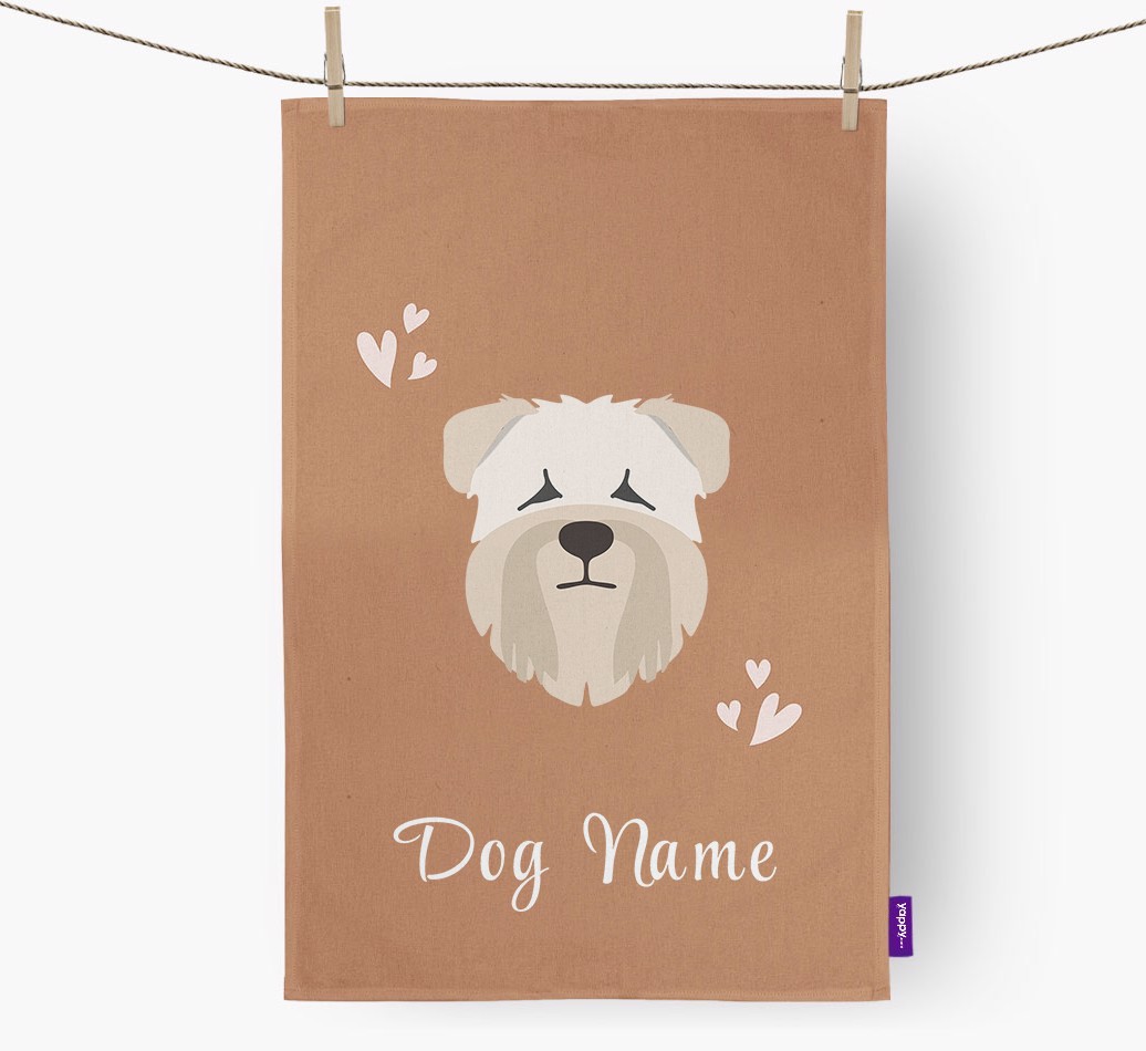 'Hearts' - Personalised {breedFullName} Tea Towel