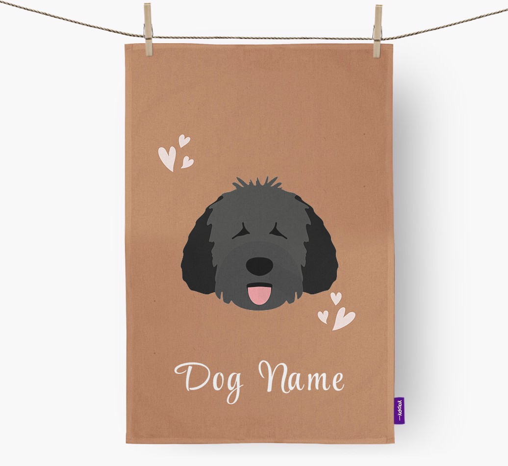 'Hearts' - Personalised {breedFullName} Tea Towel