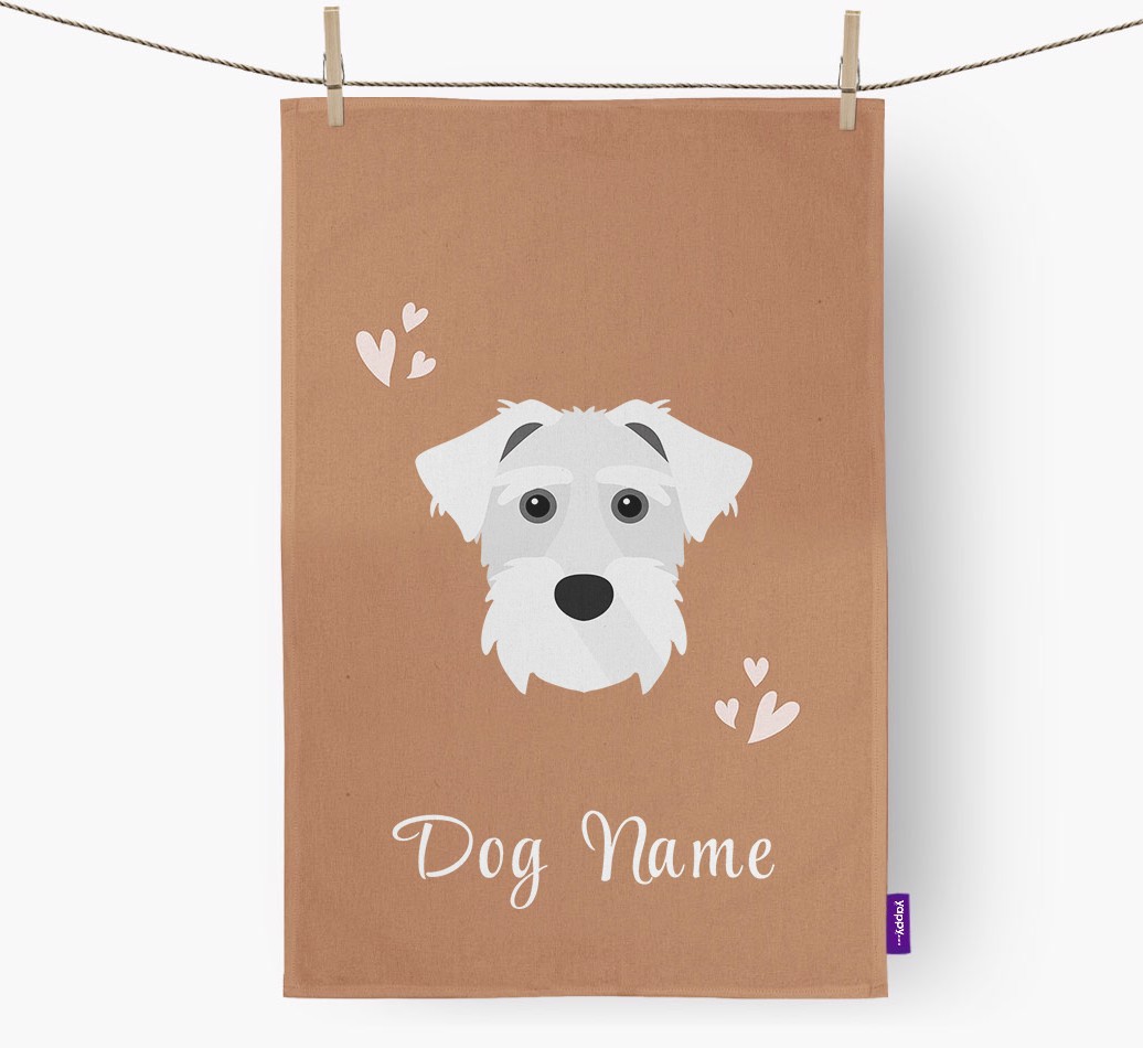 'Hearts' - Personalised {breedFullName} Tea Towel