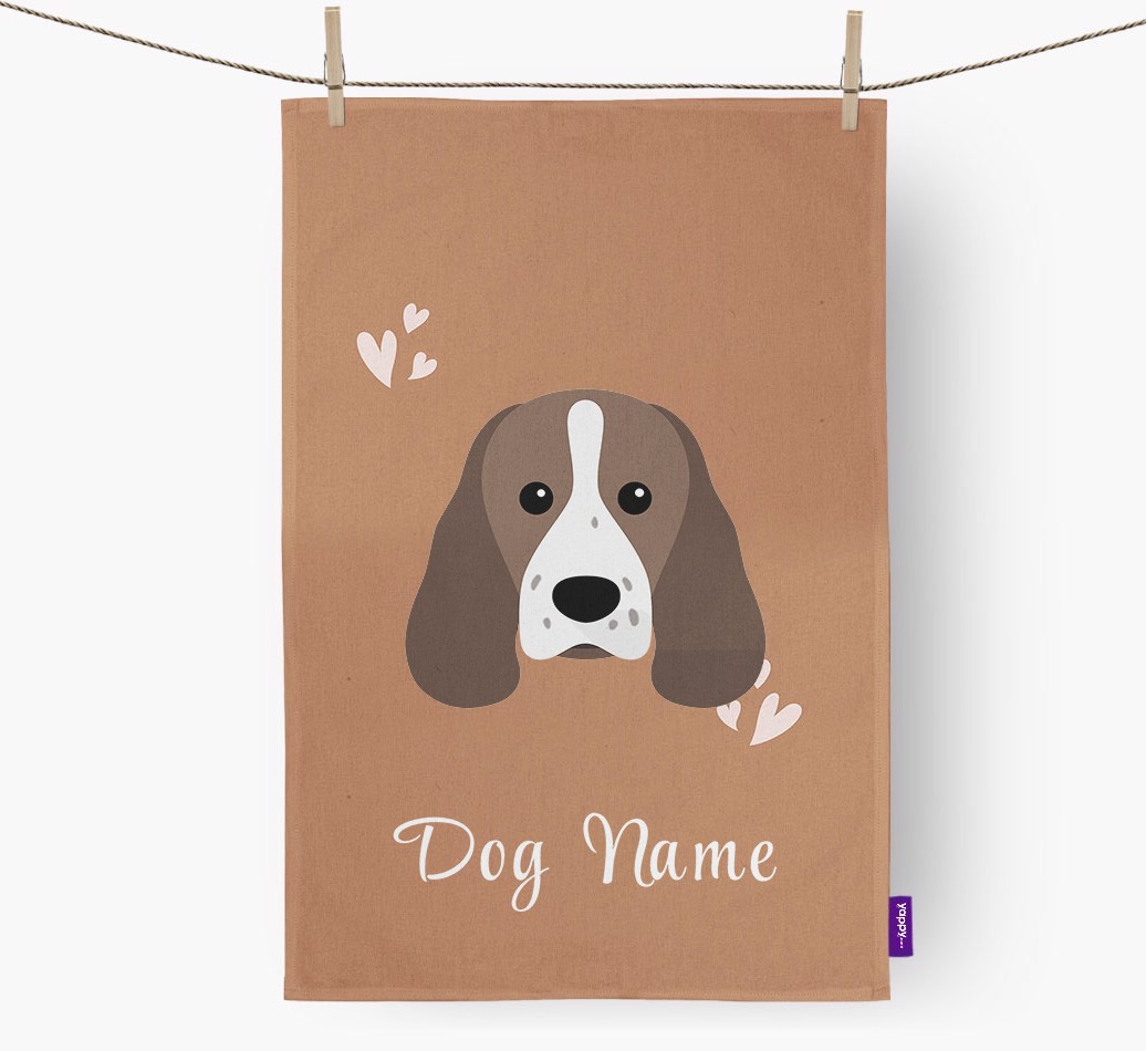 'Hearts' - Personalized {breedFullName} Dish Towel