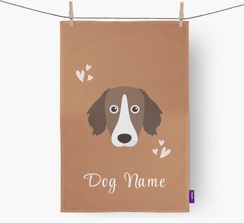 'Hearts' - Personalised {breedFullName} Tea Towel