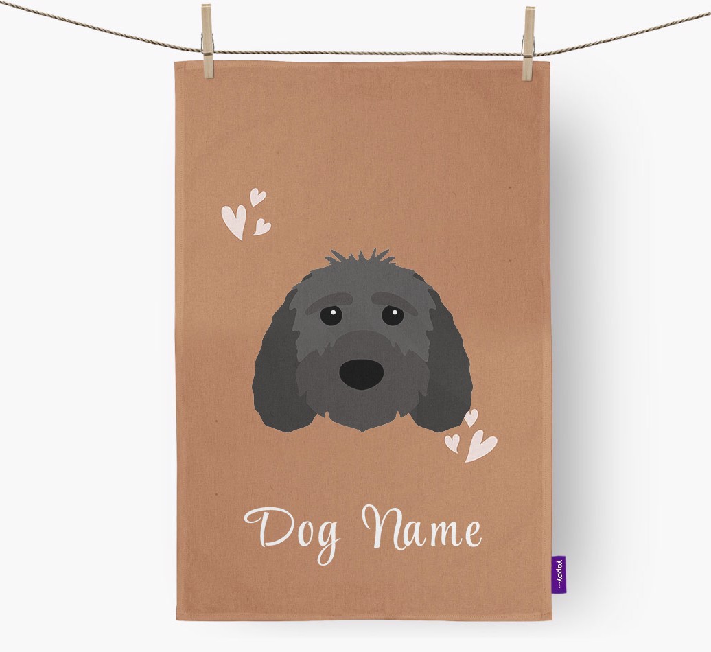 'Hearts' - Personalised {breedFullName} Tea Towel