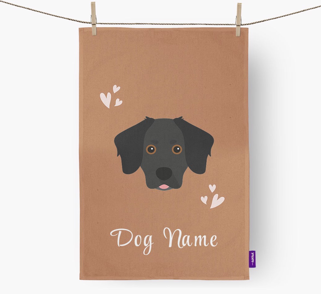 'Hearts' - Personalized {breedFullName} Dish Towel