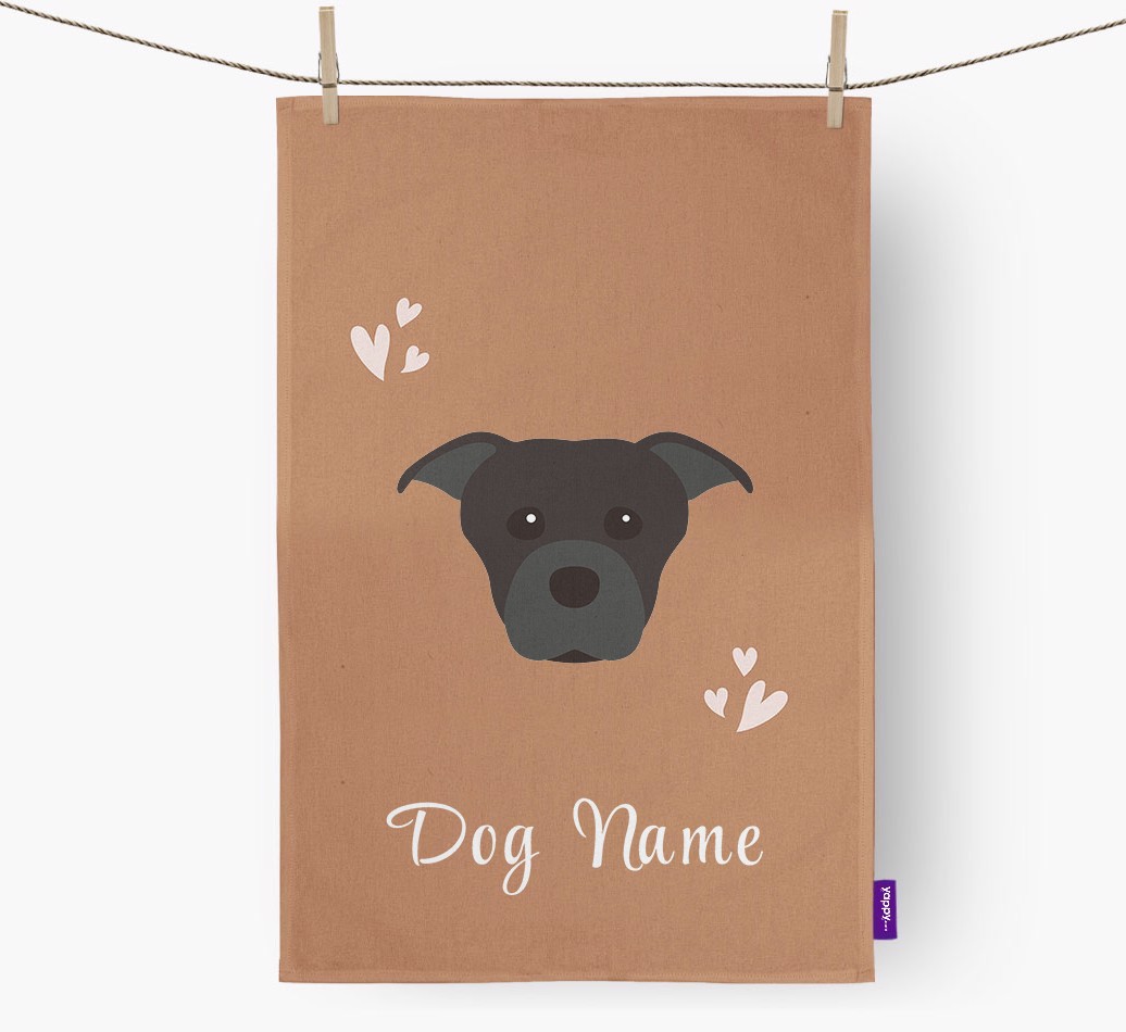 'Hearts' - Personalised {breedFullName} Tea Towel