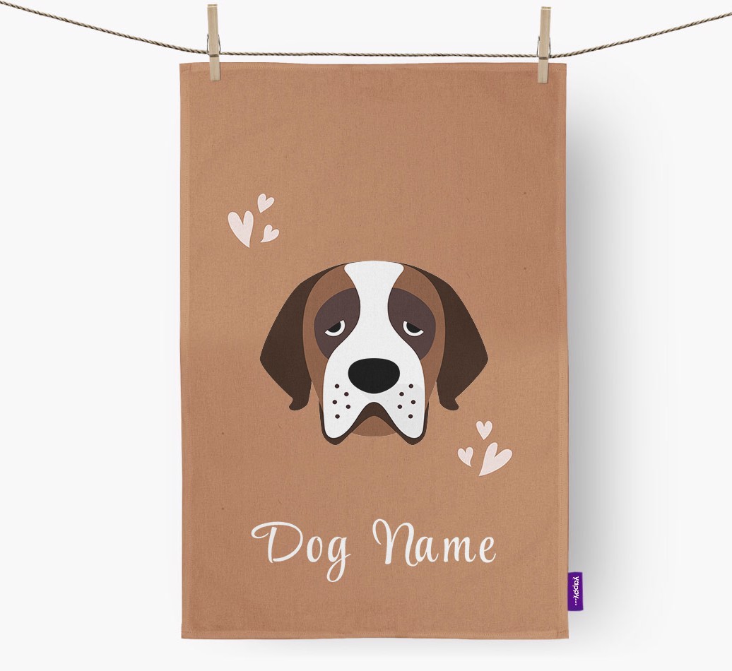 'Hearts' - Personalised {breedFullName} Tea Towel