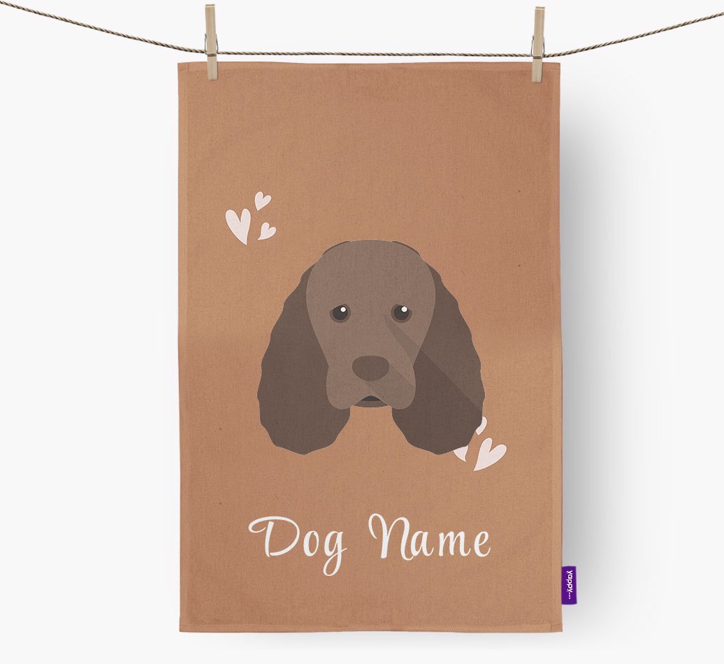 'Hearts' - Personalised {breedFullName} Tea Towel
