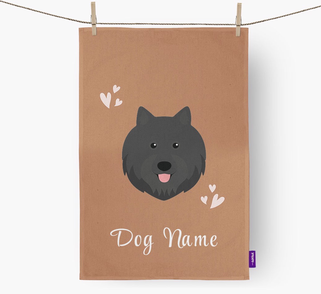 'Hearts' - Personalised {breedFullName} Tea Towel