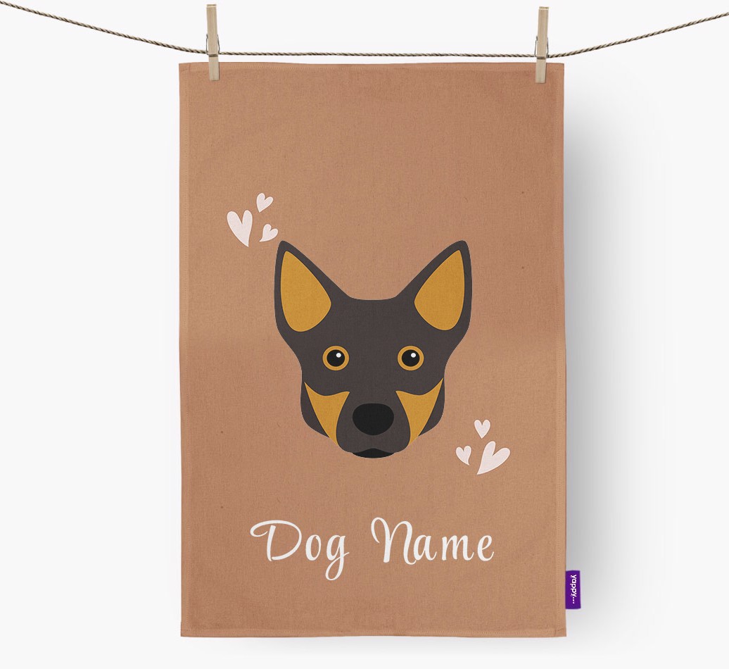 'Hearts' - Personalized {breedFullName} Dish Towel