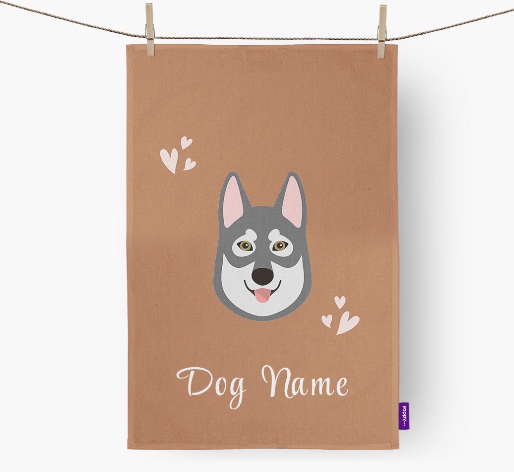'Hearts' - Personalized {breedFullName} Dish Towel