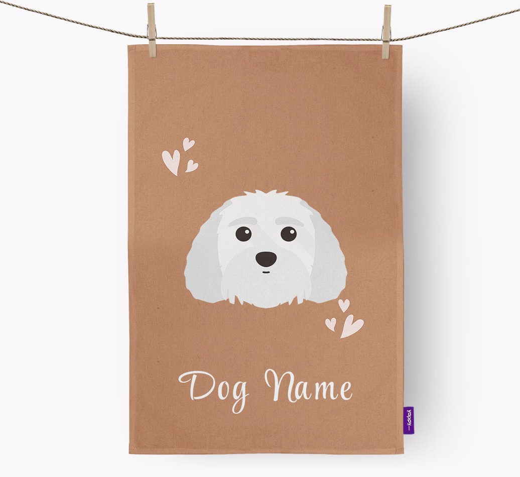 'Hearts' - Personalised {breedFullName} Tea Towel