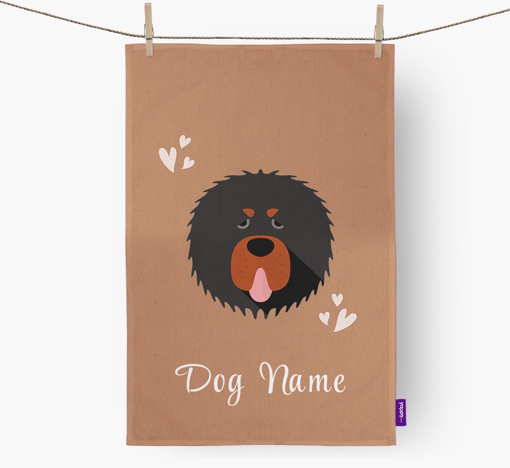 'Hearts' - Personalised {breedFullName} Tea Towel