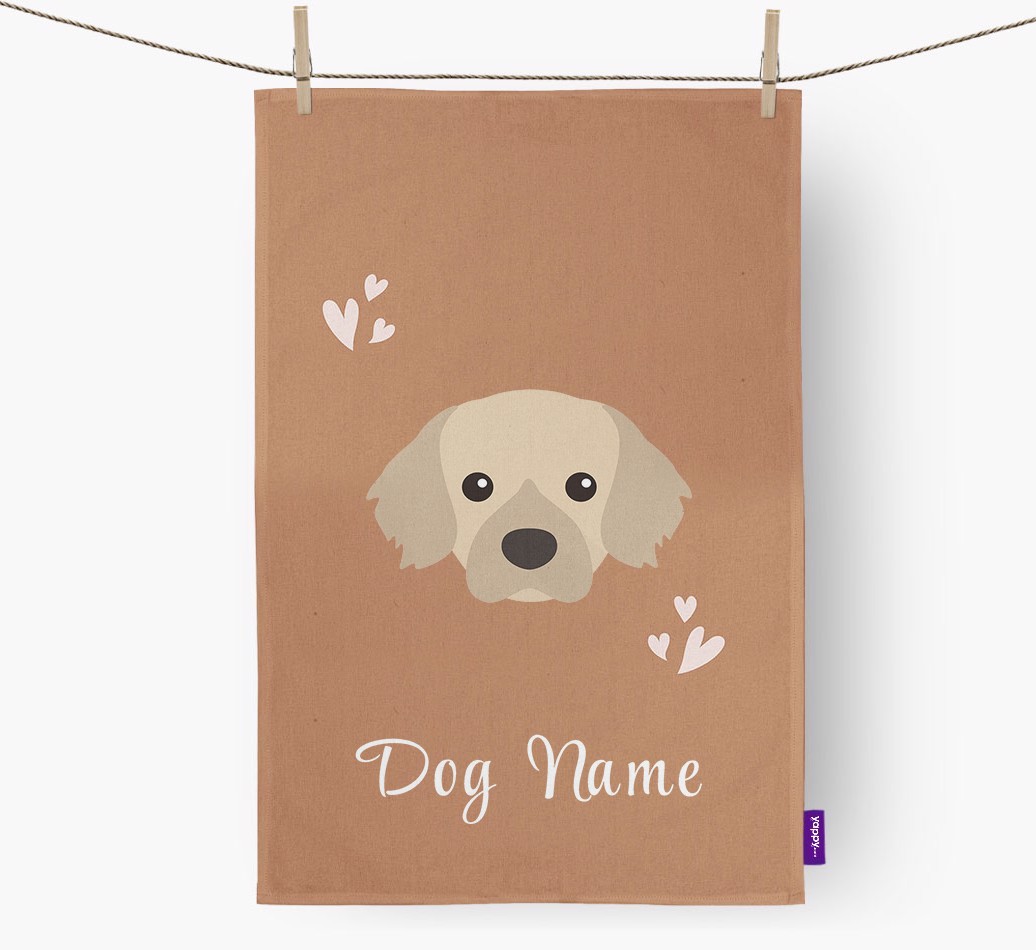 'Hearts' - Personalised {breedFullName} Tea Towel