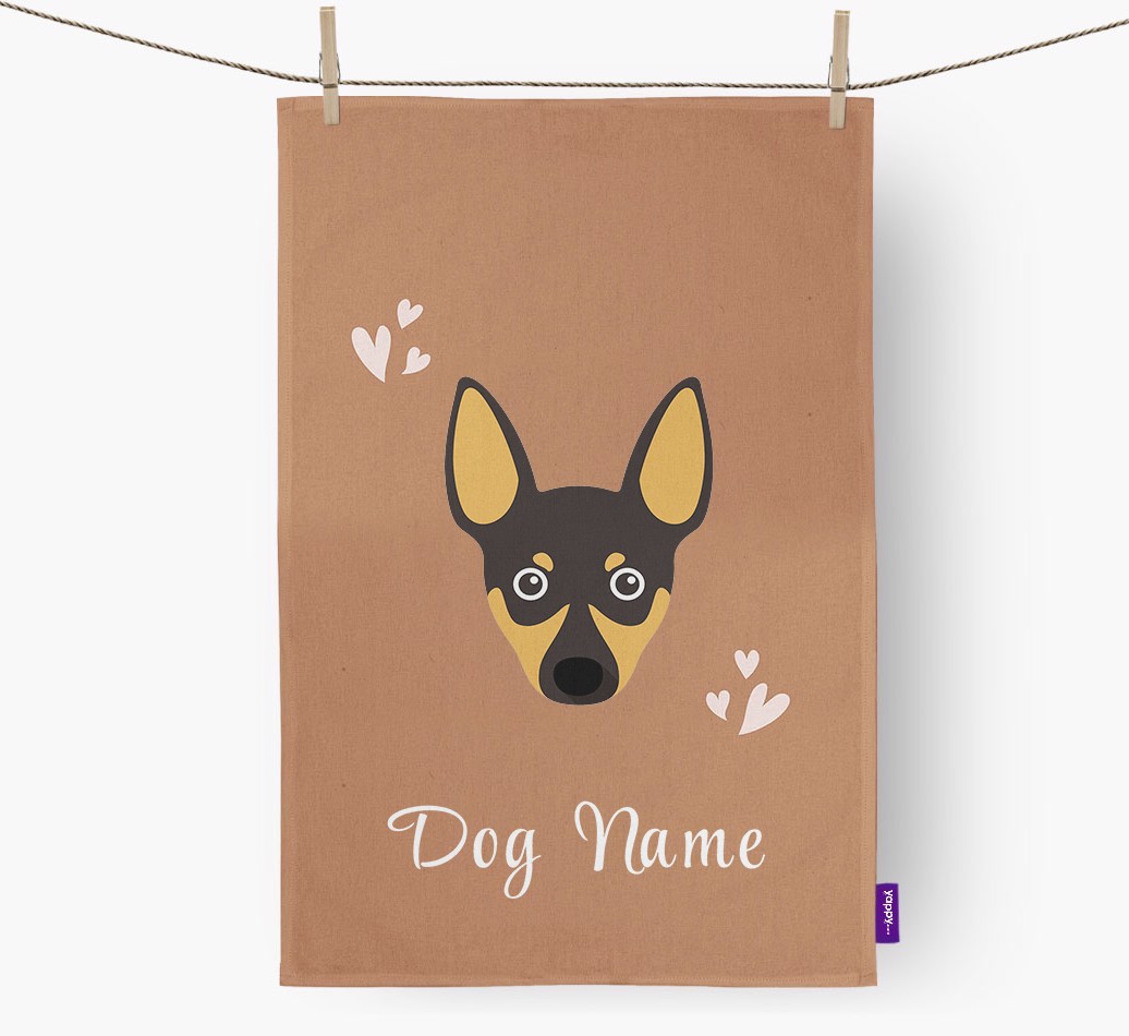 'Hearts' - Personalised {breedFullName} Tea Towel