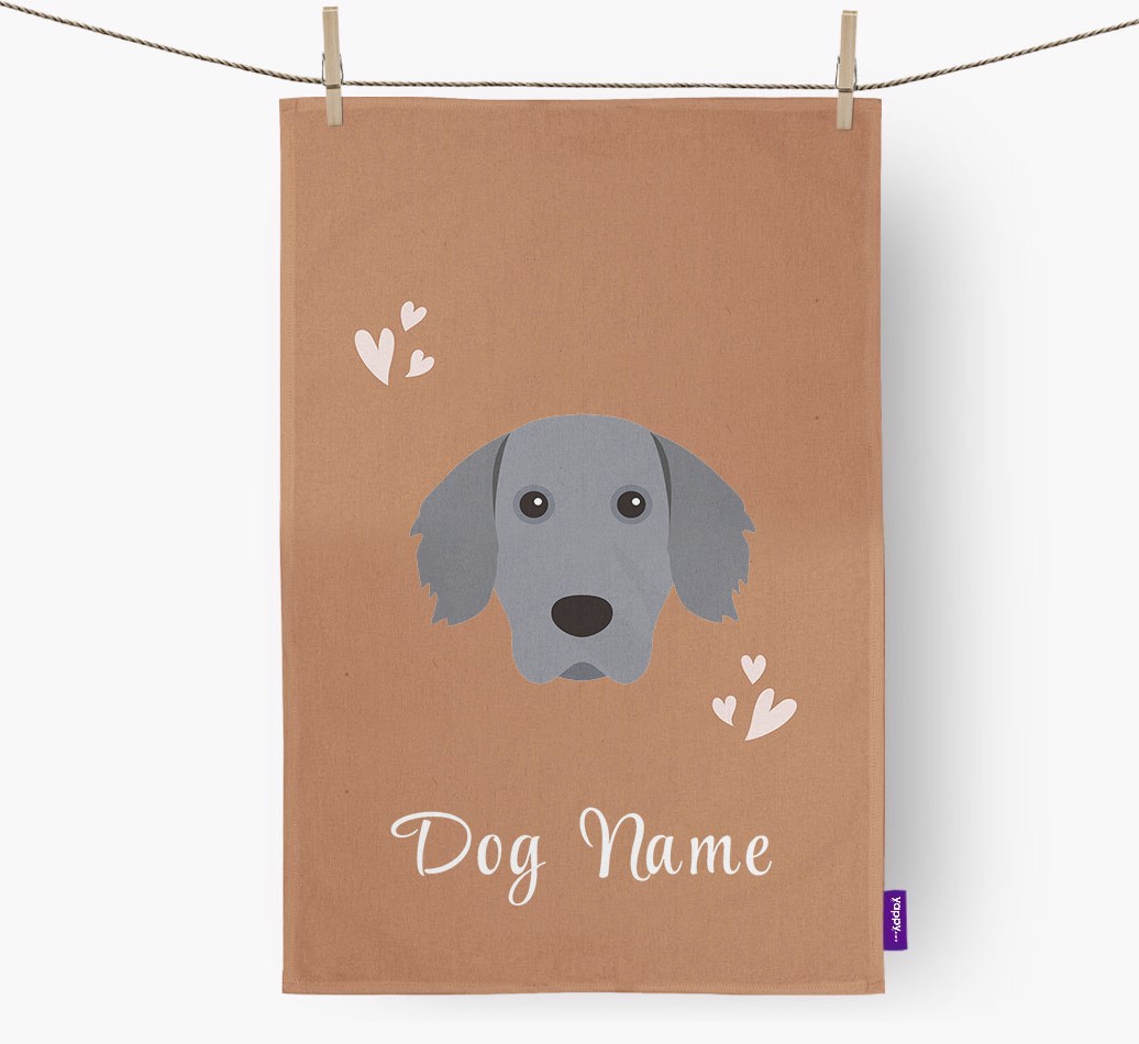 'Hearts' - Personalized {breedFullName} Dish Towel