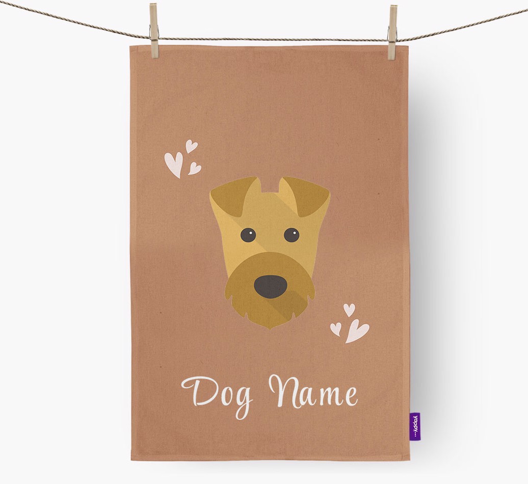 'Hearts' - Personalised {breedFullName} Tea Towel