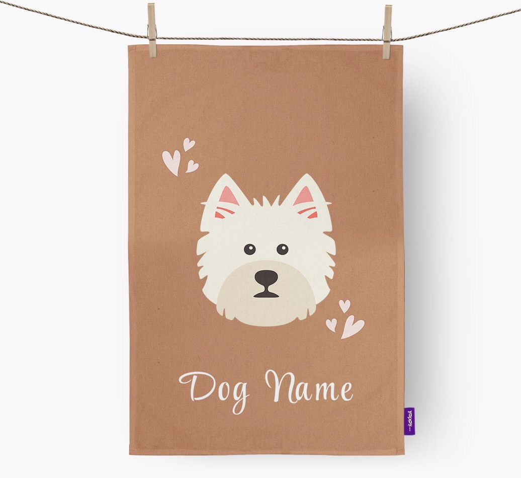 'Hearts' - Personalised {breedFullName} Tea Towel