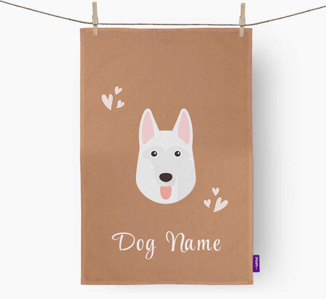 'Hearts' - Personalised {breedFullName} Tea Towel