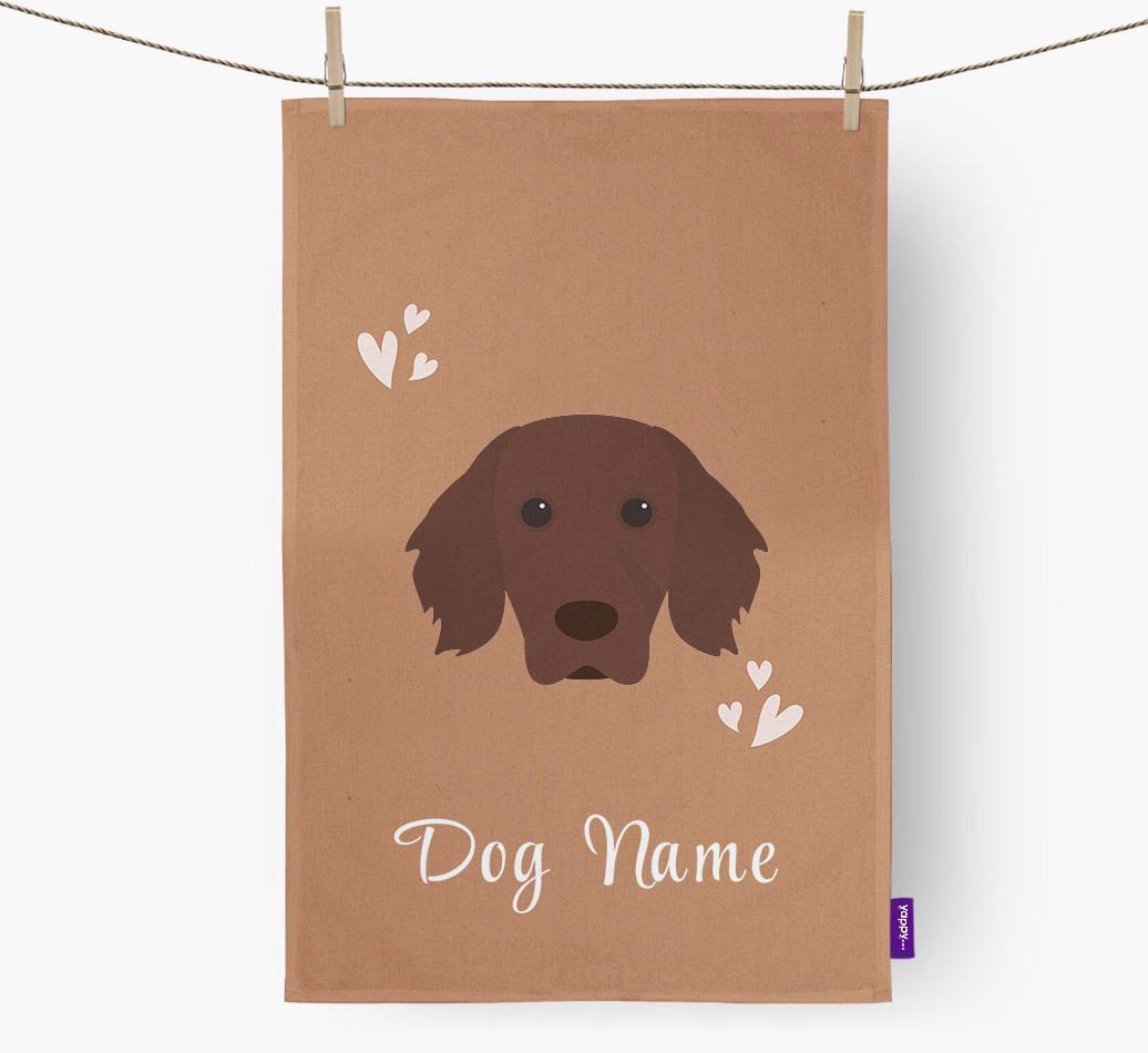 'Hearts' - Personalised {breedFullName} Tea Towel