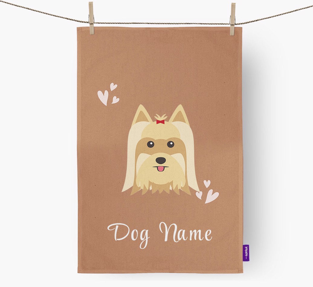'Hearts' - Personalised {breedFullName} Tea Towel