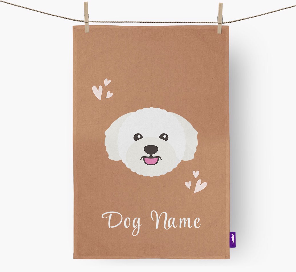 'Hearts' - Personalized {breedFullName} Dish Towel
