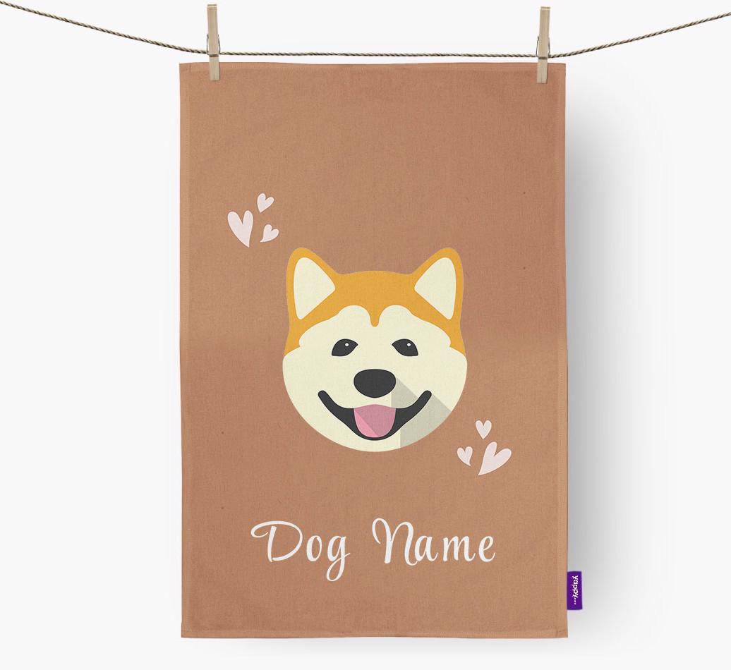 'Hearts' - Personalized {breedFullName} Dish Towel