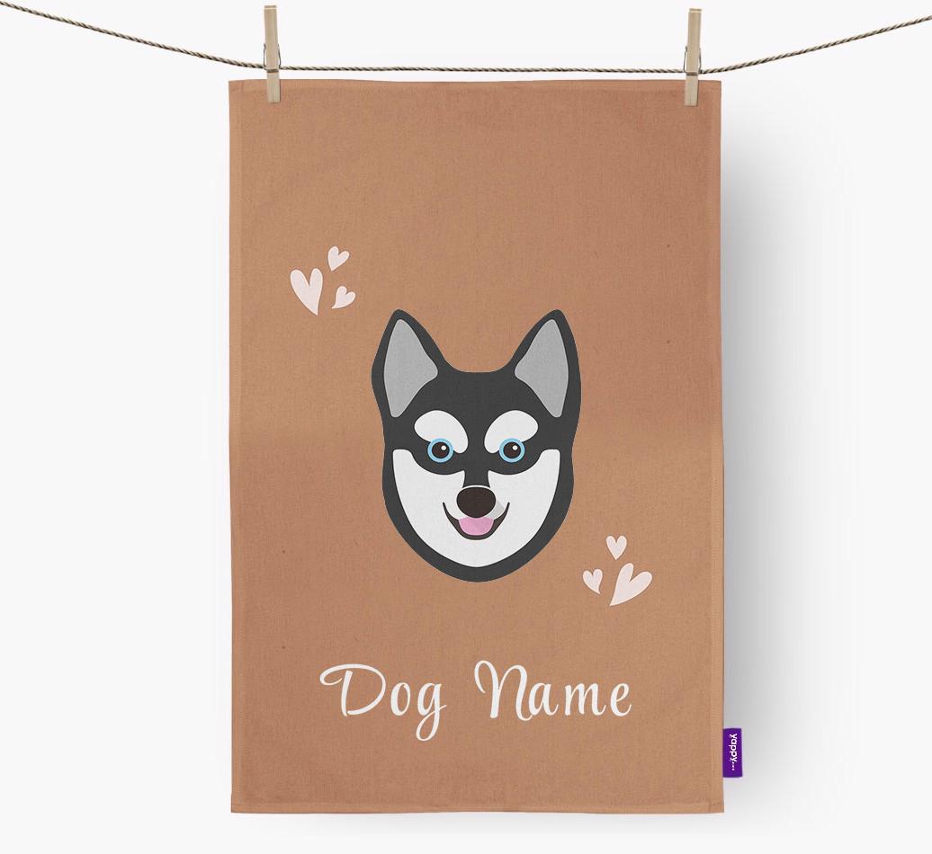 'Hearts' - Personalized {breedFullName} Dish Towel